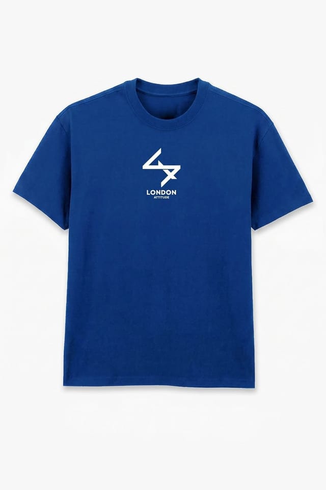 LONDON ATTITUDE LONDON ATTITUDE Men's Japanese inspired Oversized Heavyweight Cotton T-Shirt in Royal - 3
