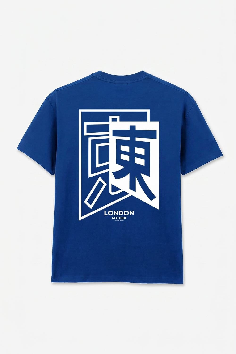 LONDON ATTITUDE LONDON ATTITUDE Men's Japanese inspired Oversized Heavyweight Cotton T-Shirt in Royal - 4