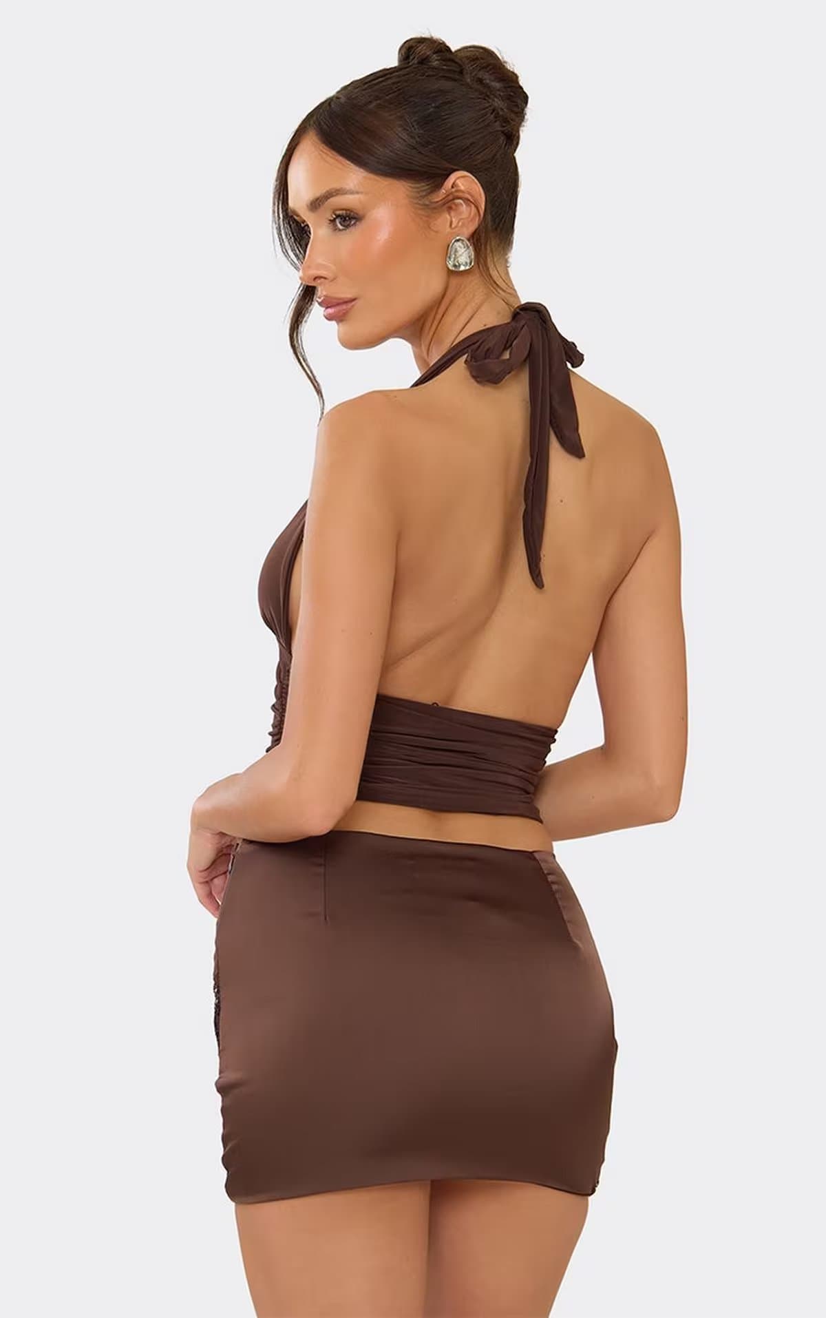 EGO Mini Skirt In Brown Sequin, Women's Size UK 6