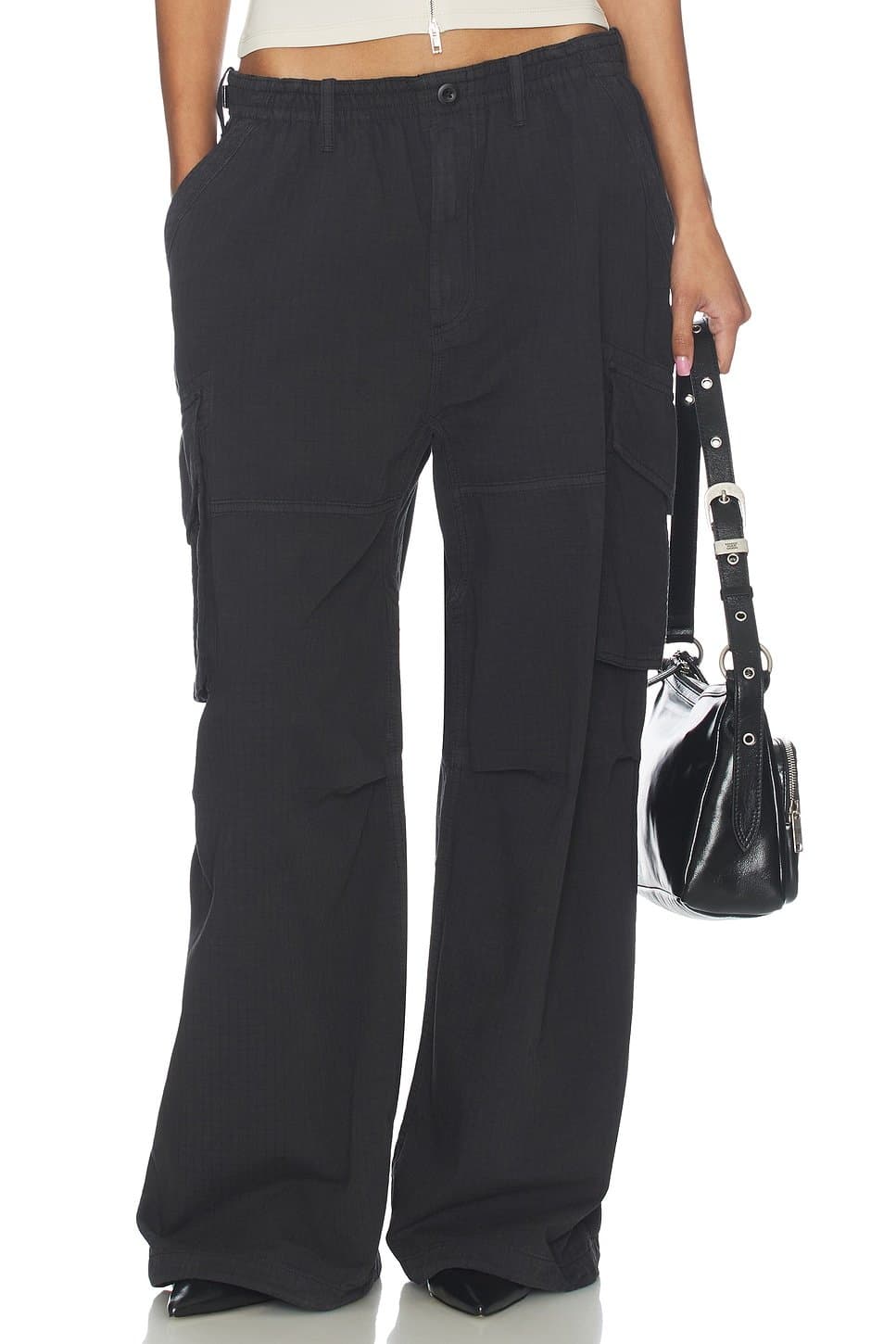 revolve Alexander Wang Jet Black Mid Rise Cargo Pants