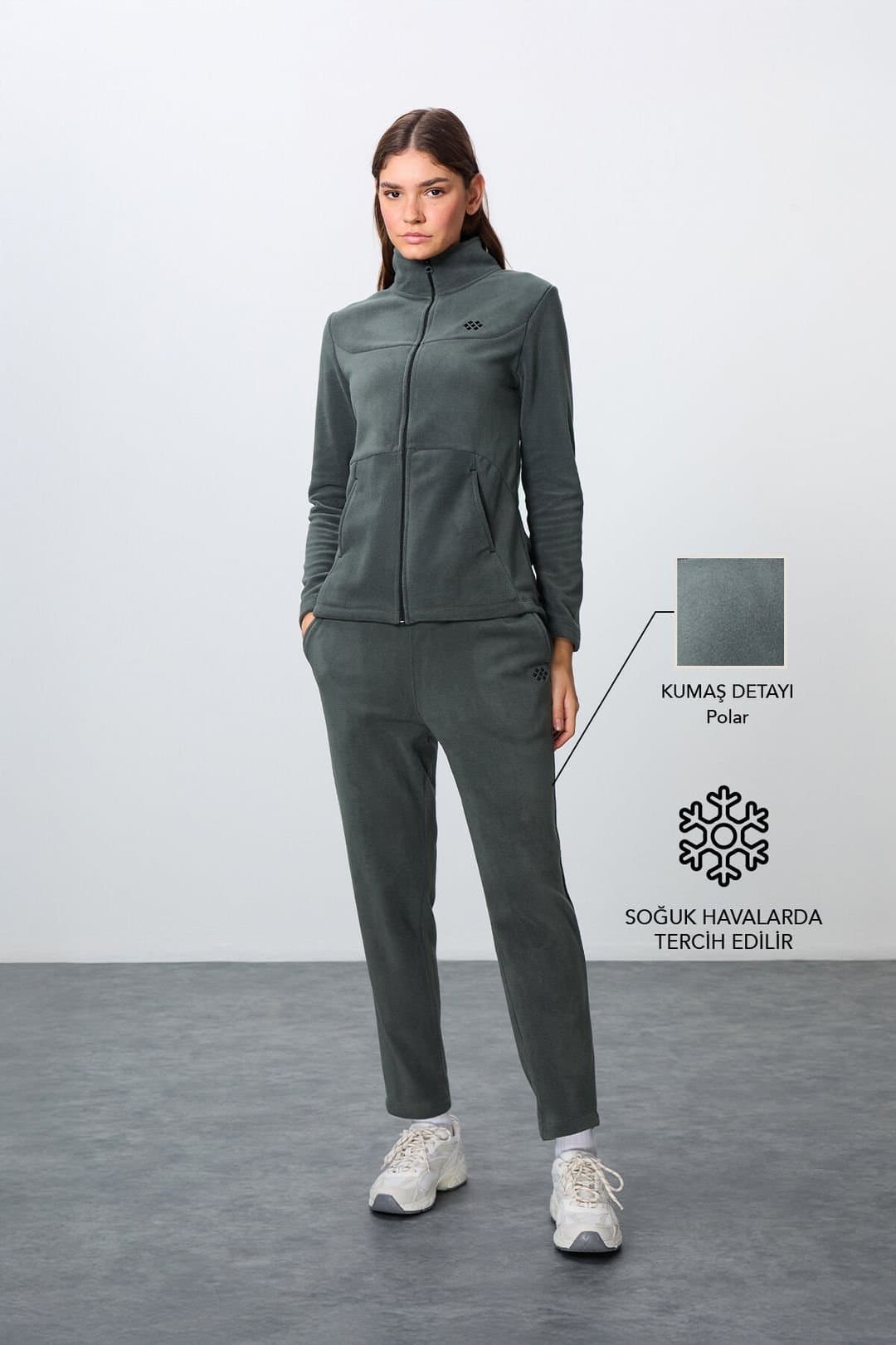 Tommy Life Tommy Life Women's Long-Sleeve Zipper Tracksuit Set in Dark Green