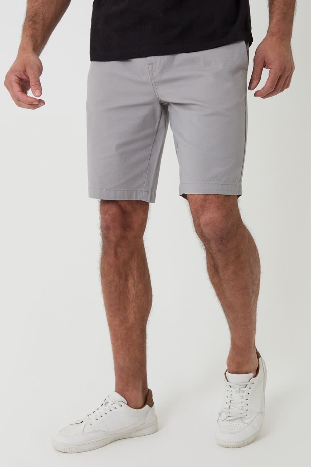 Threadbare Threadbare Men's Elasticated Waist Stretch Chino Shorts in Light Grey