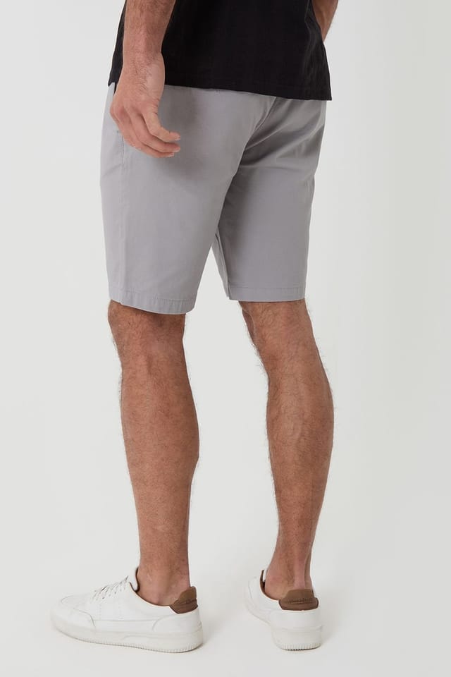 Threadbare Threadbare Men's Elasticated Waist Stretch Chino Shorts in Light Grey - 2