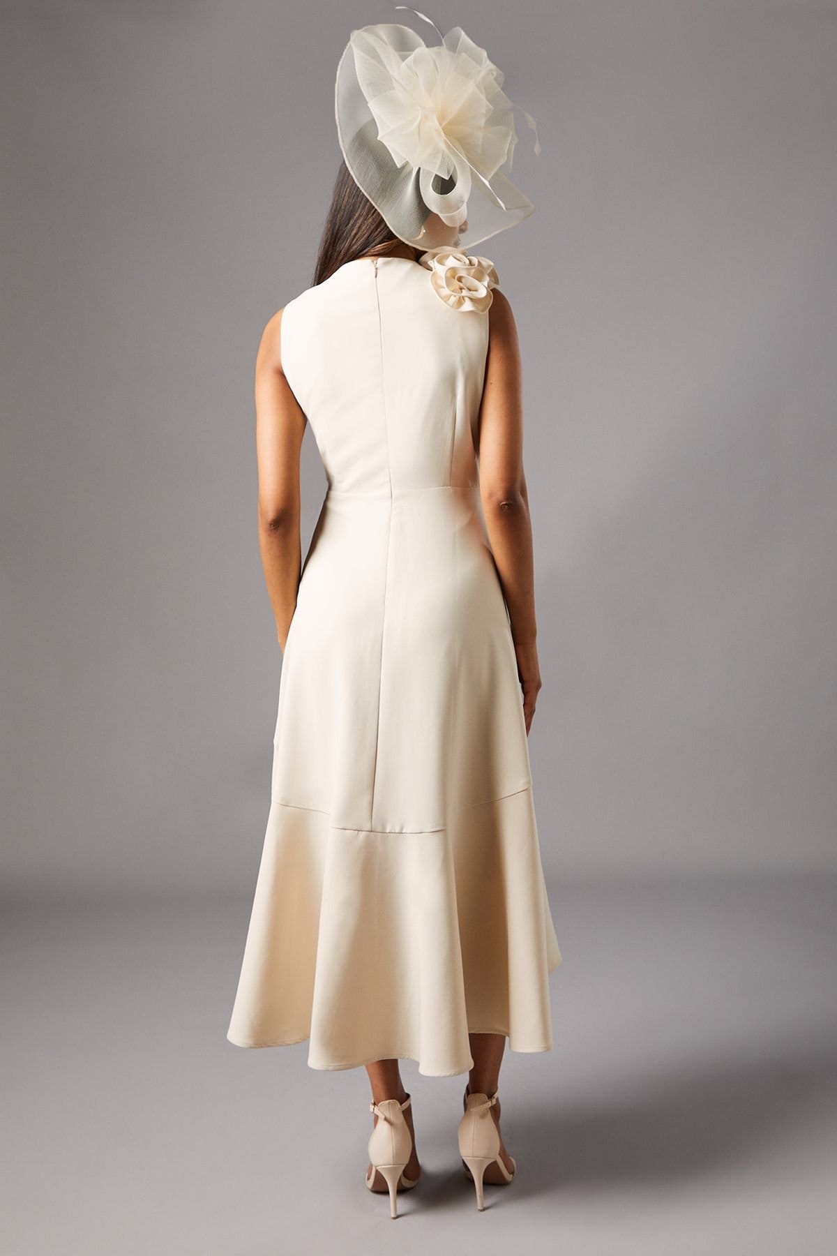 Coast Coast Women's Petite 3D Corsage High Low Dress in Champagne - 4