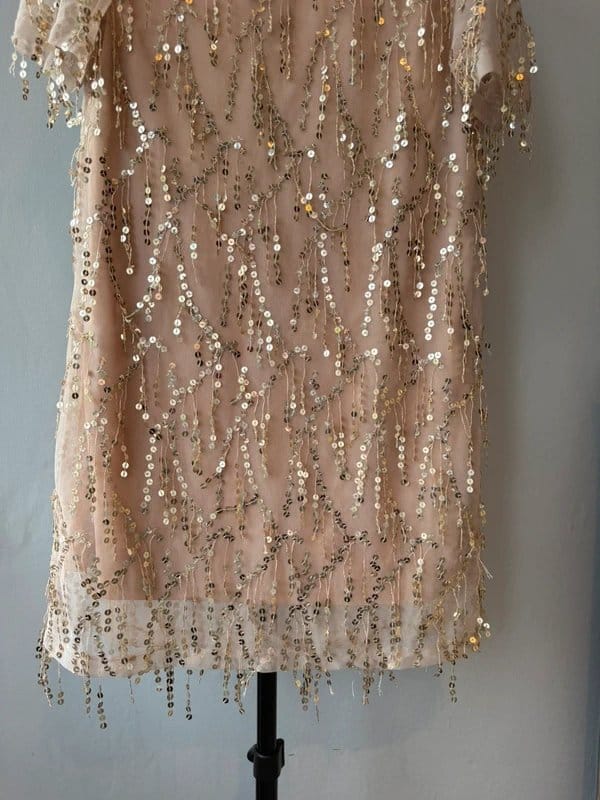 In The Style In The Style Champagne Embellished Shift Mini Dress UK 8 Gold Sequin Party Dress - 1