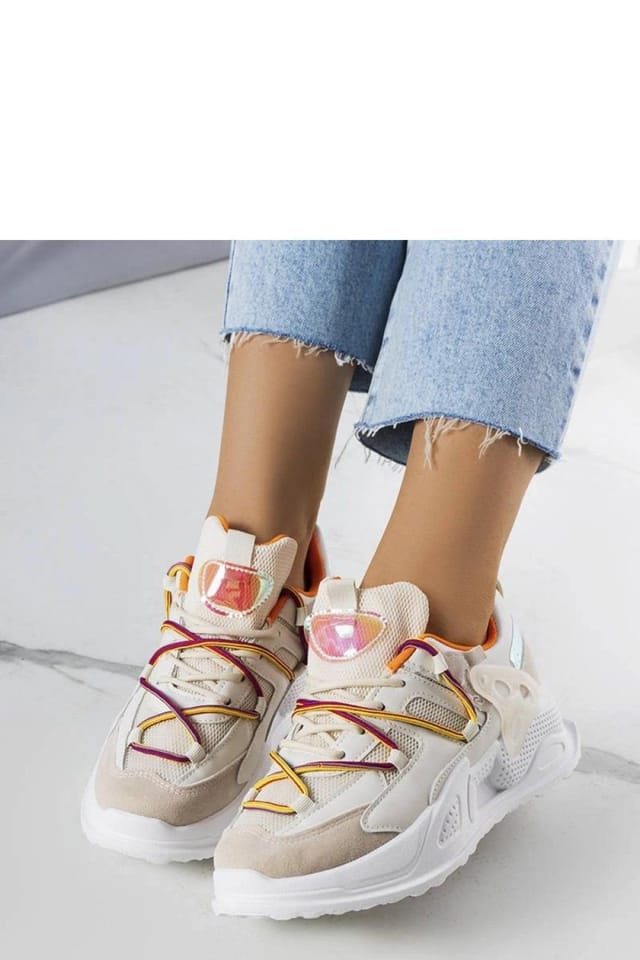 Love Lace Love Lace Women's Sport Sneakers Lace Up with Durable Rubber White Sole Summer in Beige - 2