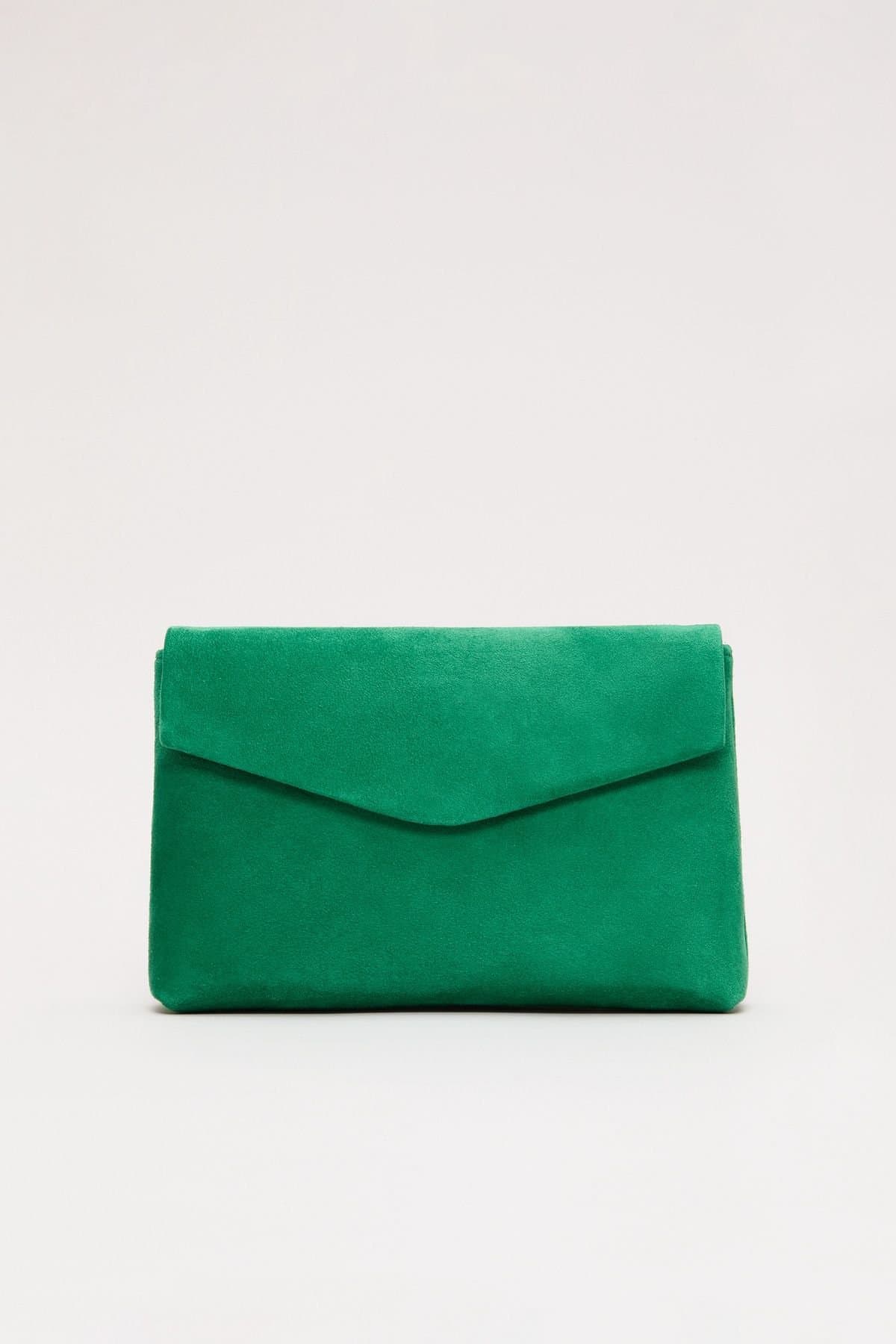 Phase Eight Phase Eight Women's Suede Envelope Clutch Bag in Emerald