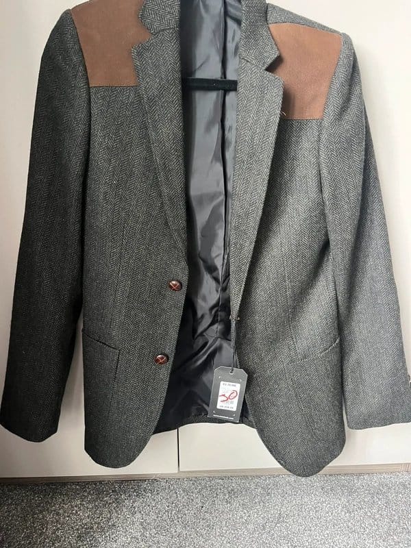 New Look Black & Brown Herringbone Blazer