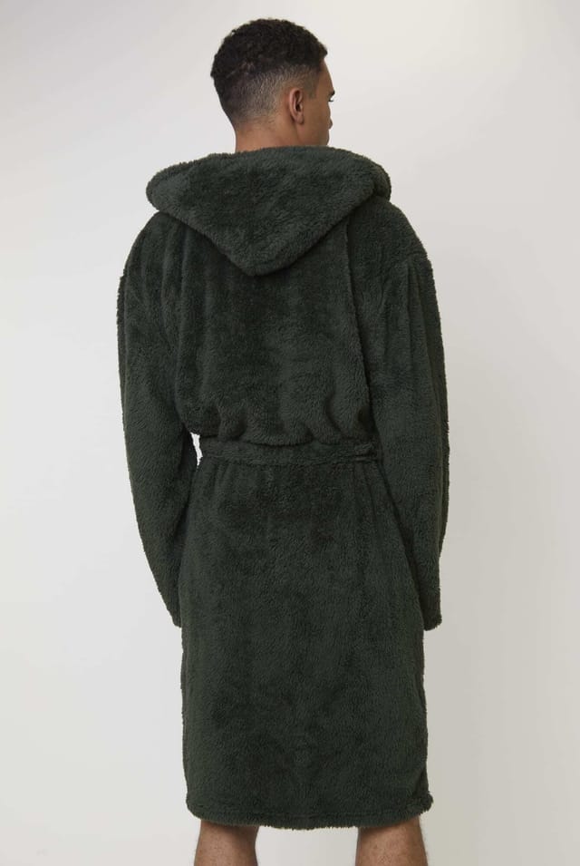 Loungeable Loungeable Men's Sherpa Hooded Robe in Khaki - 3