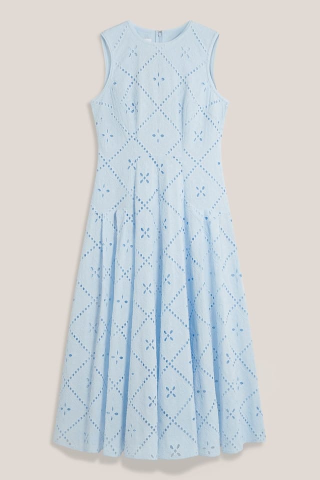 Hobbs London Hobbs London Women's Lexia Embroidered Dress in Baby Blue - 2