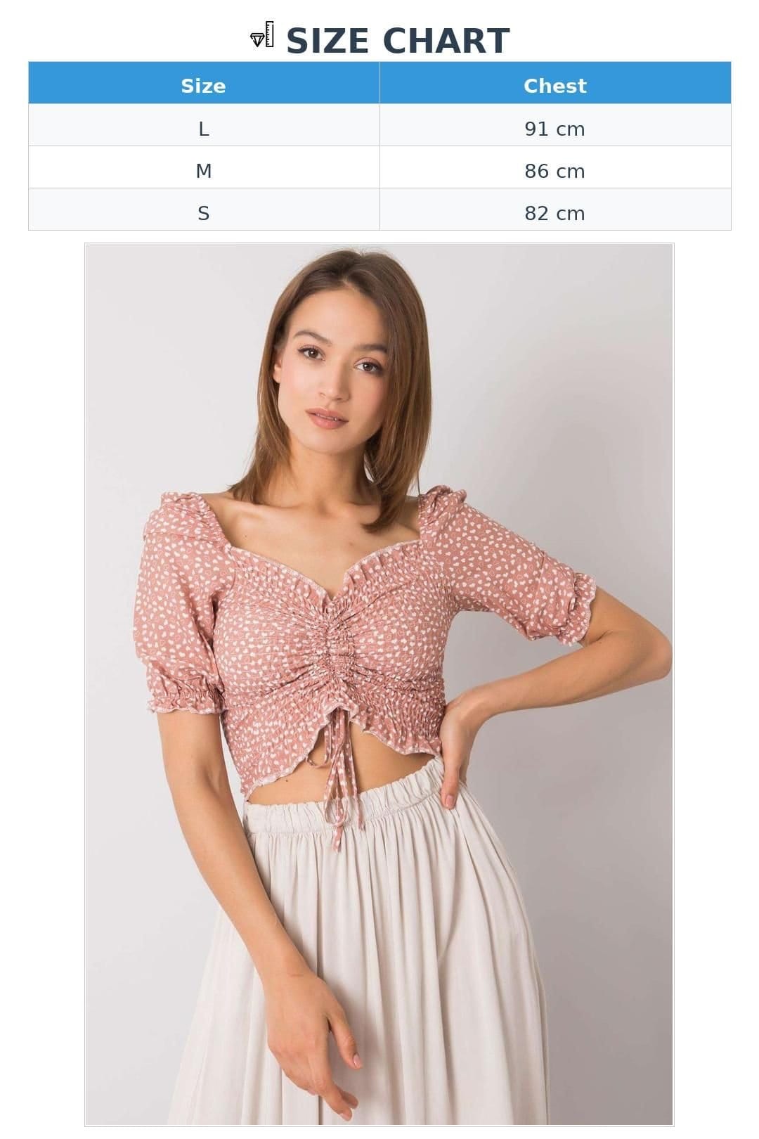 Love Lace Love Lace Women's Short Fitted V Neck Blouse with Binding in Pink - 4
