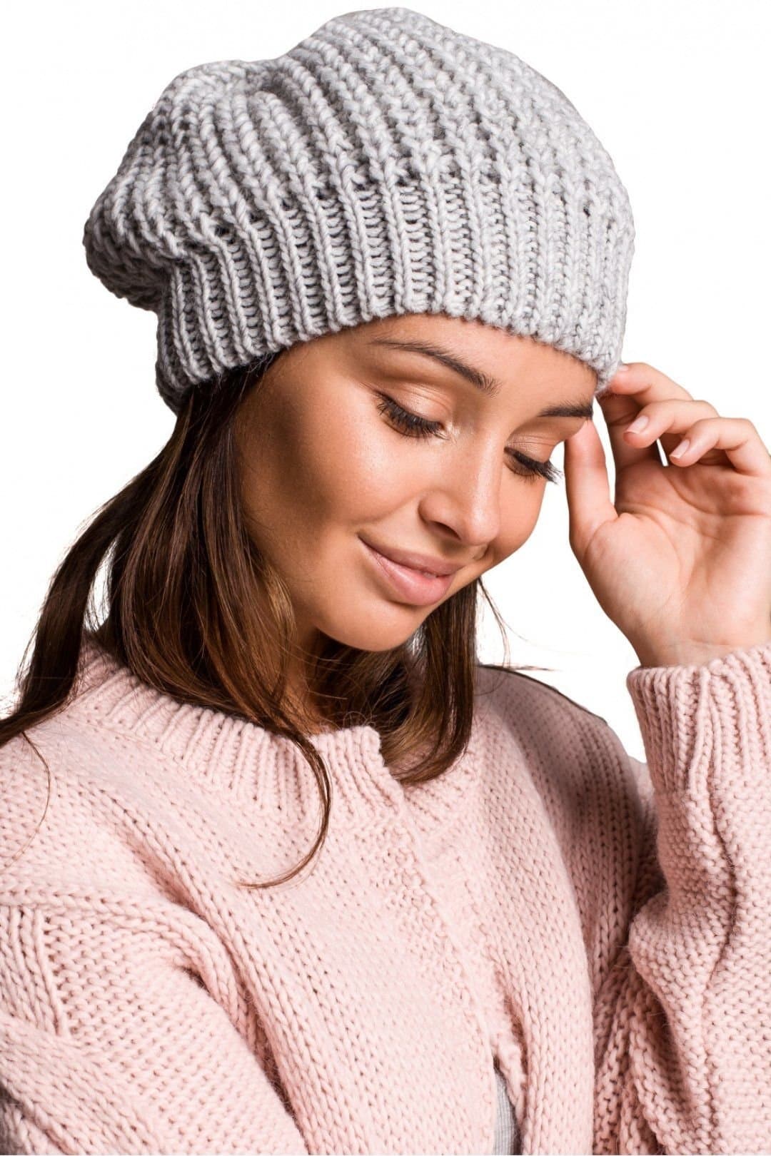 Love Lace Love Lace Grey Knitted Beret Hat for Everyday Wear