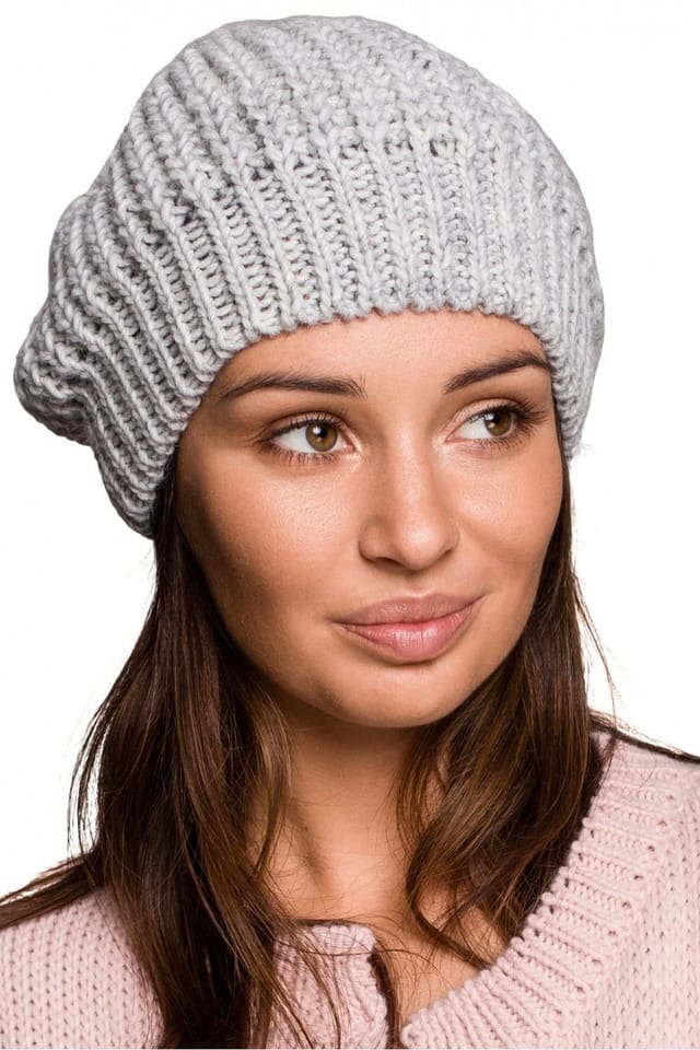 Love Lace Love Lace Women's Knitted Beret Hat Soft Stretch Beanie Beret for Everyday Wear in Grey - 2