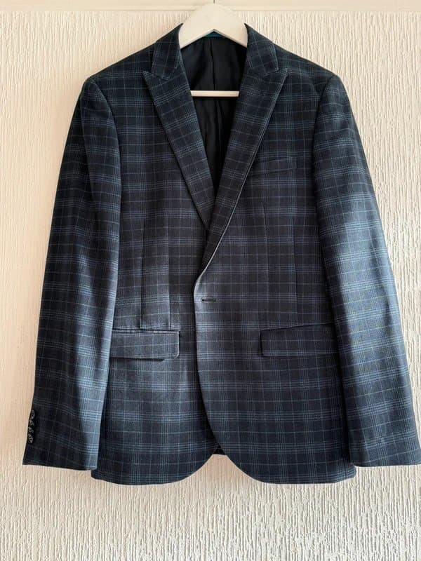 Ventuno Navy Blue Check Men’s Single Breasted Jacket 40 Ventuno