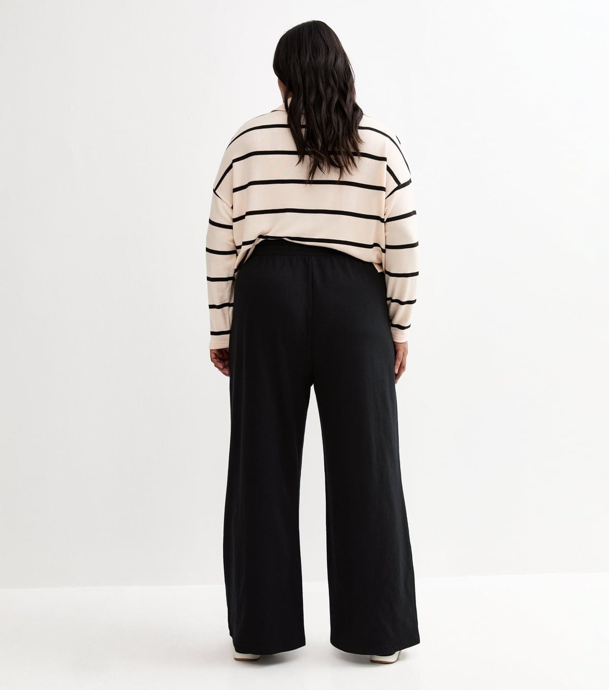 New Look Women's Plus Size Black Jersey Wide Leg Joggers Curves New Look - 4