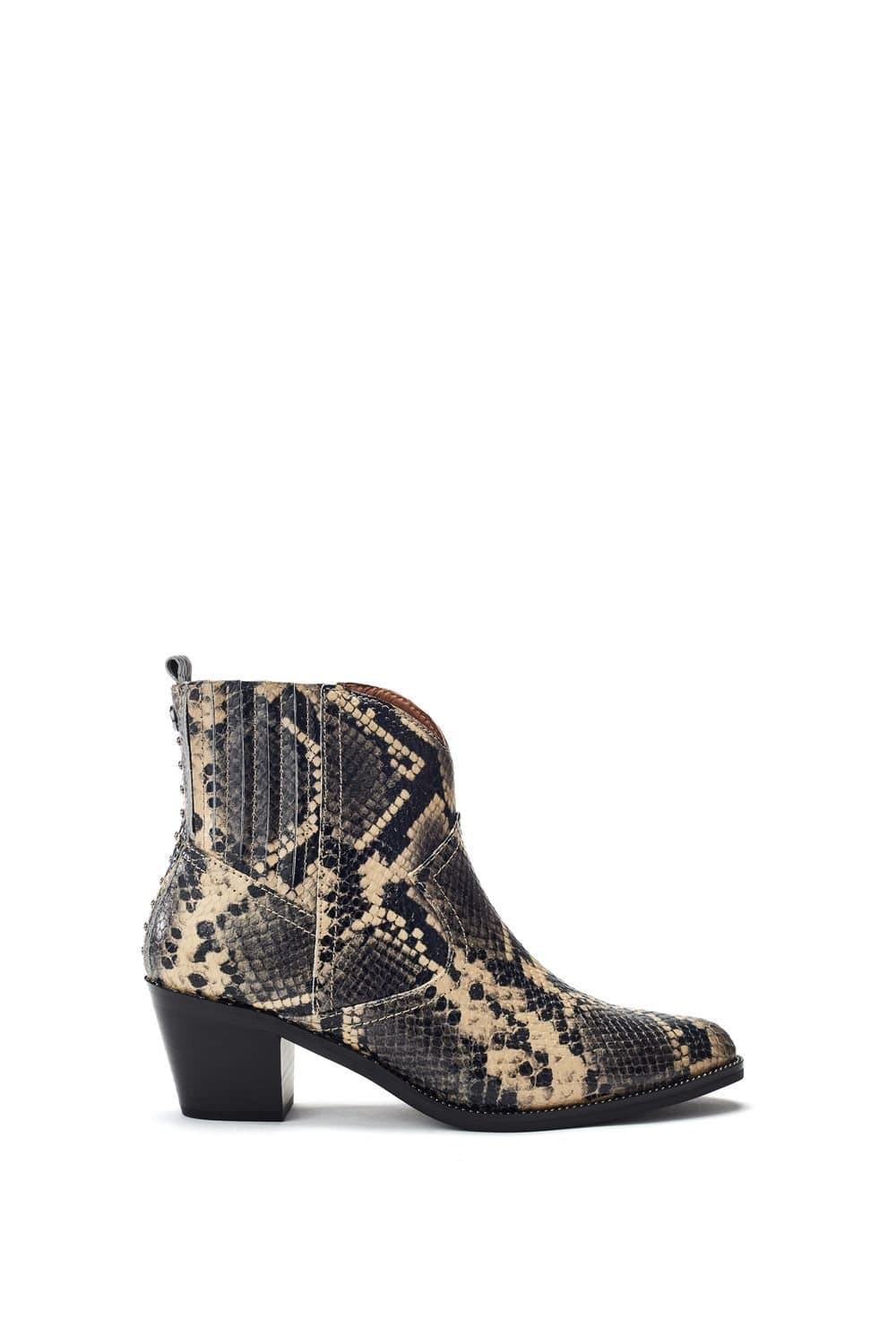 Moda In Pelle Moda In Pelle Women's 'Anniee' Snake Print Leather Heeled Boots in Natural