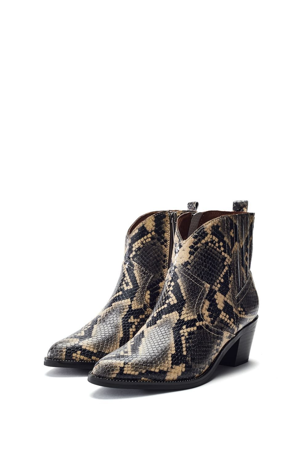 Moda In Pelle Moda In Pelle Women's 'Anniee' Snake Print Leather Heeled Boots in Natural - 3