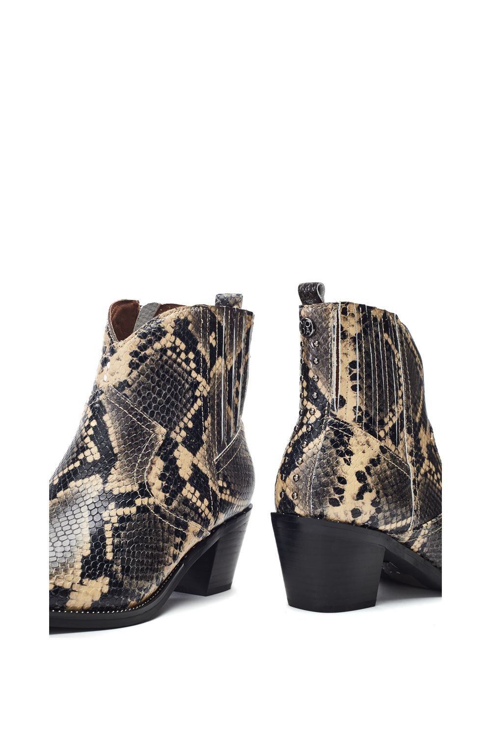 Moda In Pelle Moda In Pelle Women's 'Anniee' Snake Print Leather Heeled Boots in Natural - 4