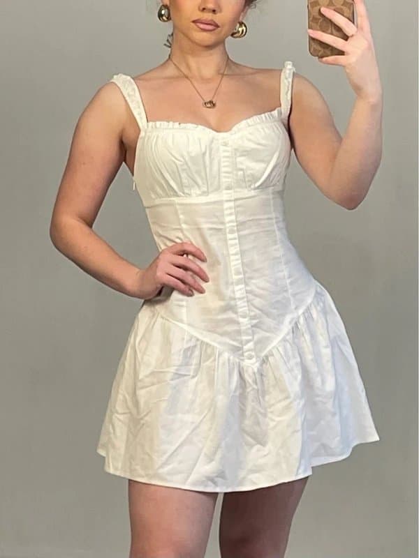 Bershka Bershka white cottagecore mini milkmaid dress cami fairy