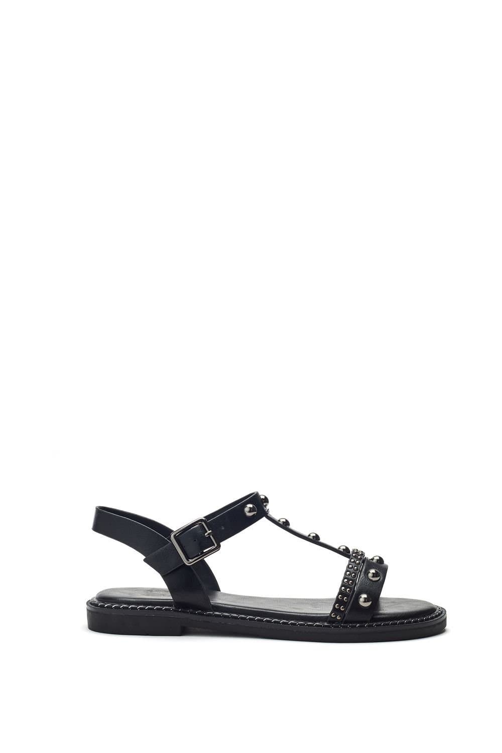 Moda in Pelle Moda In Pelle Black Leather Sandals with Embellishments