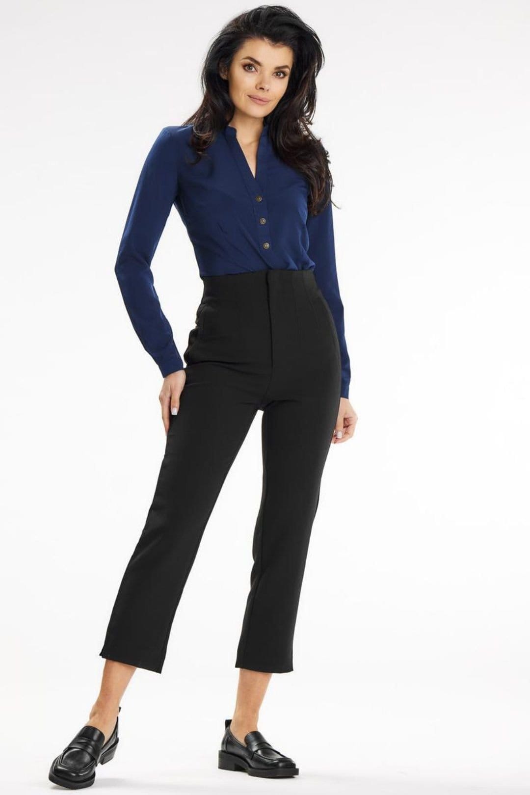 Love Lace Love Lace Women's Fitted Heart Neck Stand Up Blouse in Blue - 4