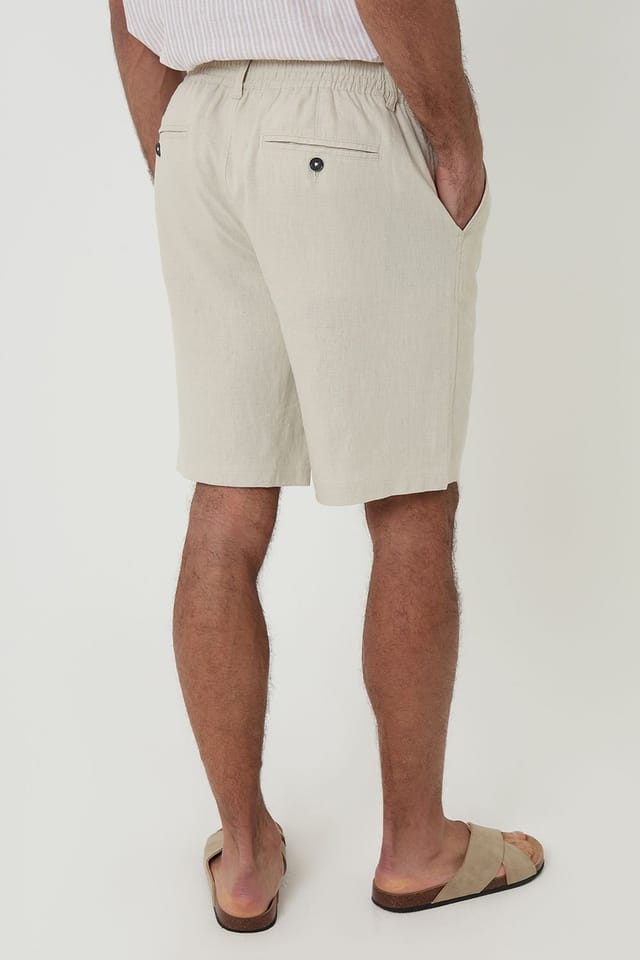 Threadbare Threadbare Men's Linen Blend Chino Shorts in Light Stone - 2