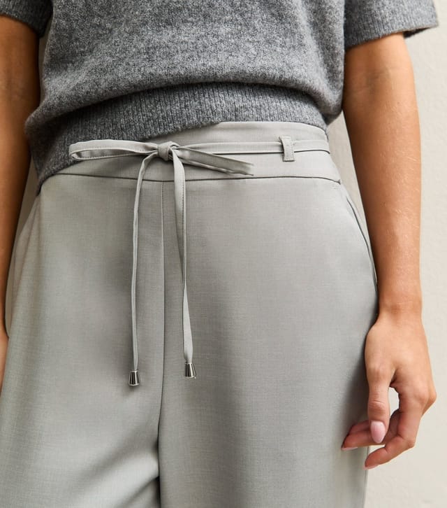 New Look Women's Petite Grey Tie Waist Wide Leg Trouser New Look - 2