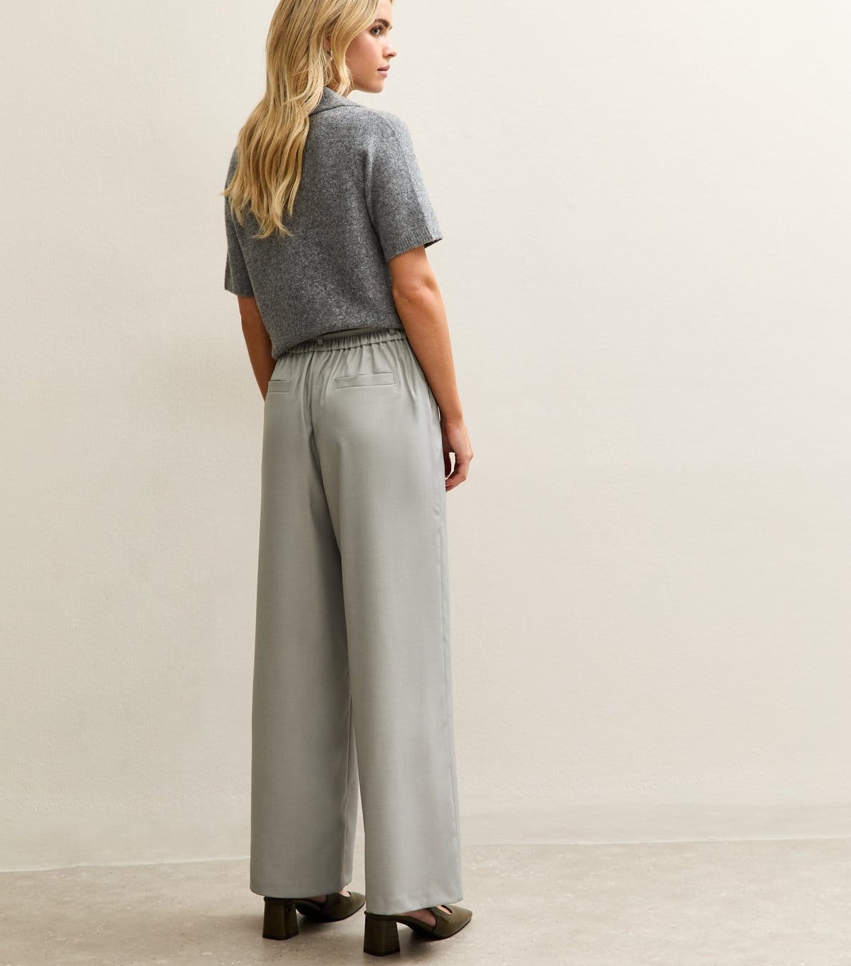 New Look Women's Petite Grey Tie Waist Wide Leg Trouser New Look - 4