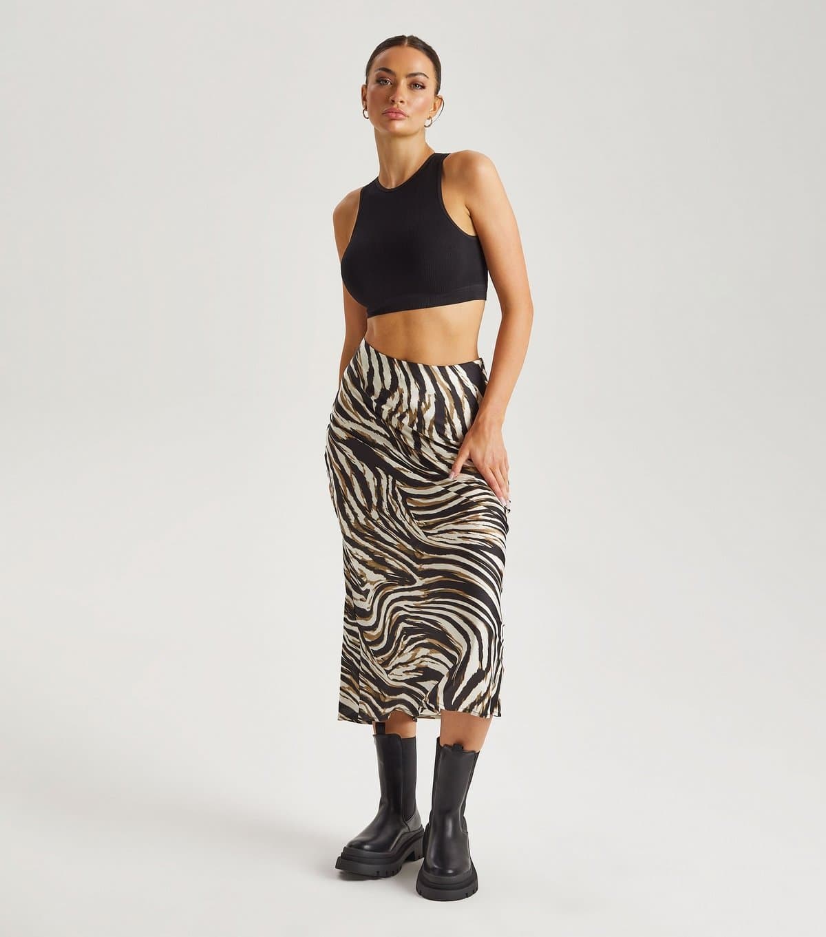 Urban Bliss Women's White Animal Print Bias Cut Midi Skirt Urban Bliss New Look