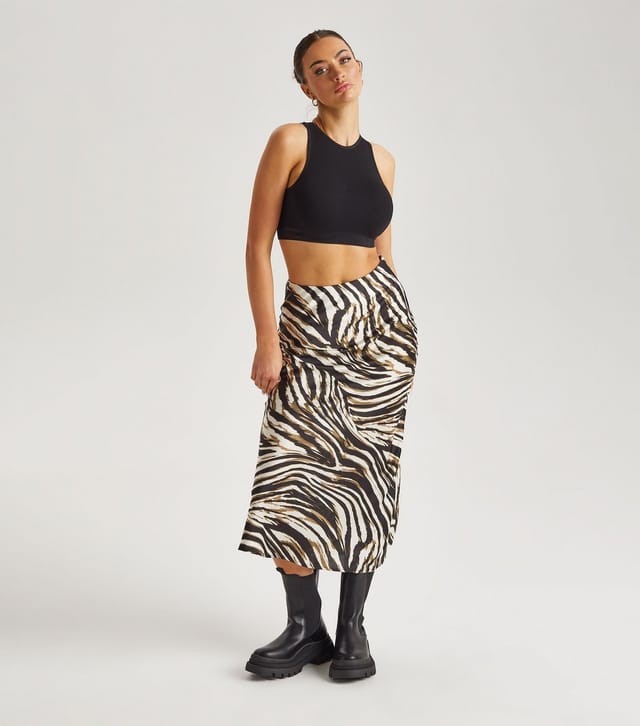 Urban Bliss Women's White Animal Print Bias Cut Midi Skirt Urban Bliss New Look - 2