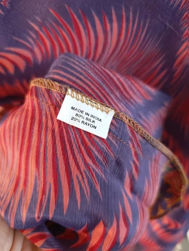No Label Silk Blend Psychedelic Print Dress UK 10 12 Y2K Retro Festival boho Floaty