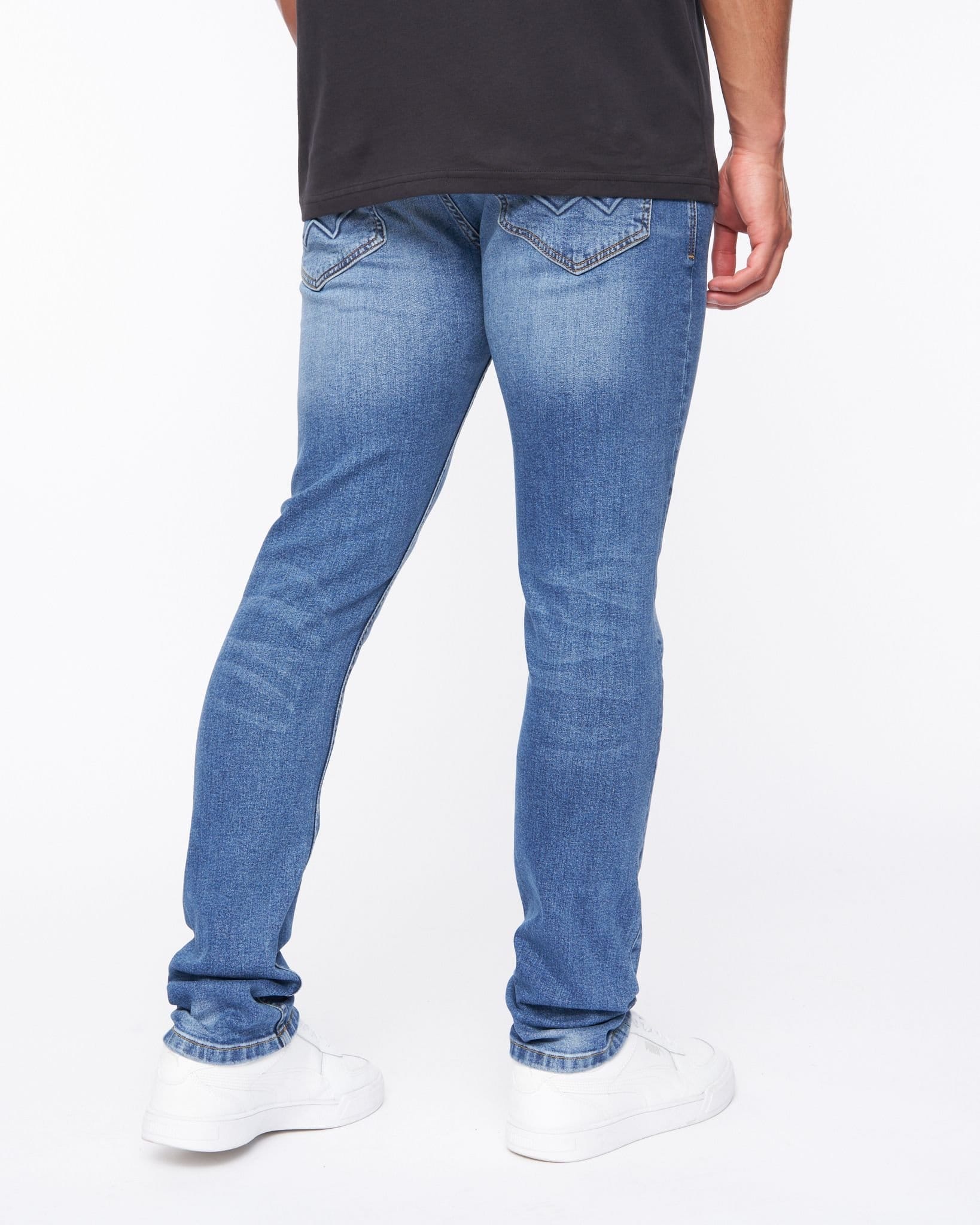 Duck&Cover Duck&Cover Doves Men's Slim-Fit Comfort Stretch Jeans with Zip Fly in Mid Blue - 4