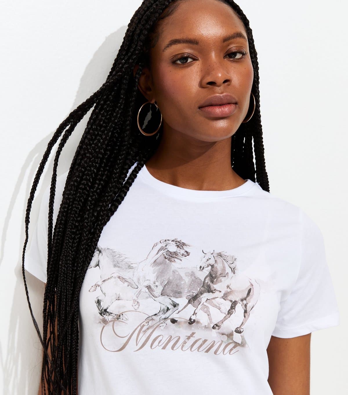New Look Women's White Horse Print T-Shirt New Look