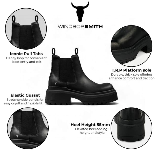 Windsor Smith Windsor Smith Women's Chunky Leather Chelsea Boots - Dopamine in Black - 2