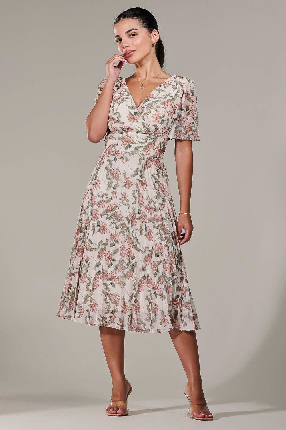 Jolie Moi Jolie Moi Women's Petite Chiffon Pleated Midaxi Dress