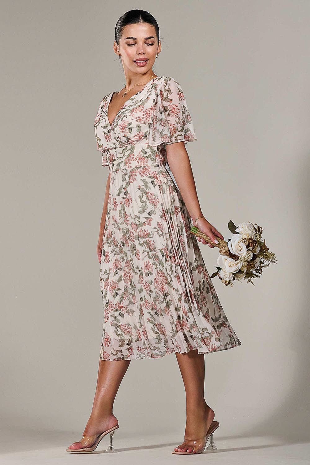 Jolie Moi Jolie Moi Women's Petite Chiffon Pleated Midaxi Dress - 4