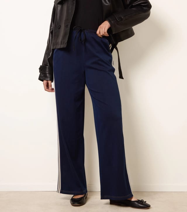 Blue Vanilla Stripe Trousers With Elasticated Waist - 3