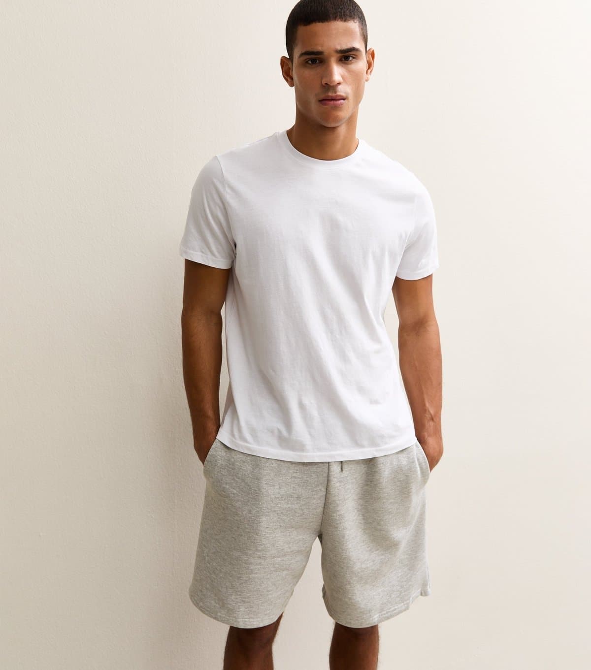 New Look New Look Men's Grey Marl Regular Drawstring Shorts