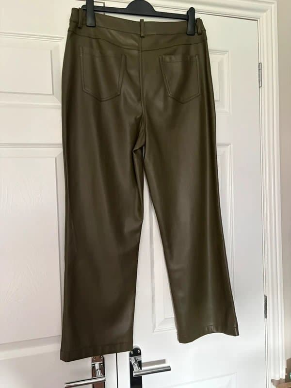 Never Fully Dressed NFD Khaki Vegan Leather Trousers
