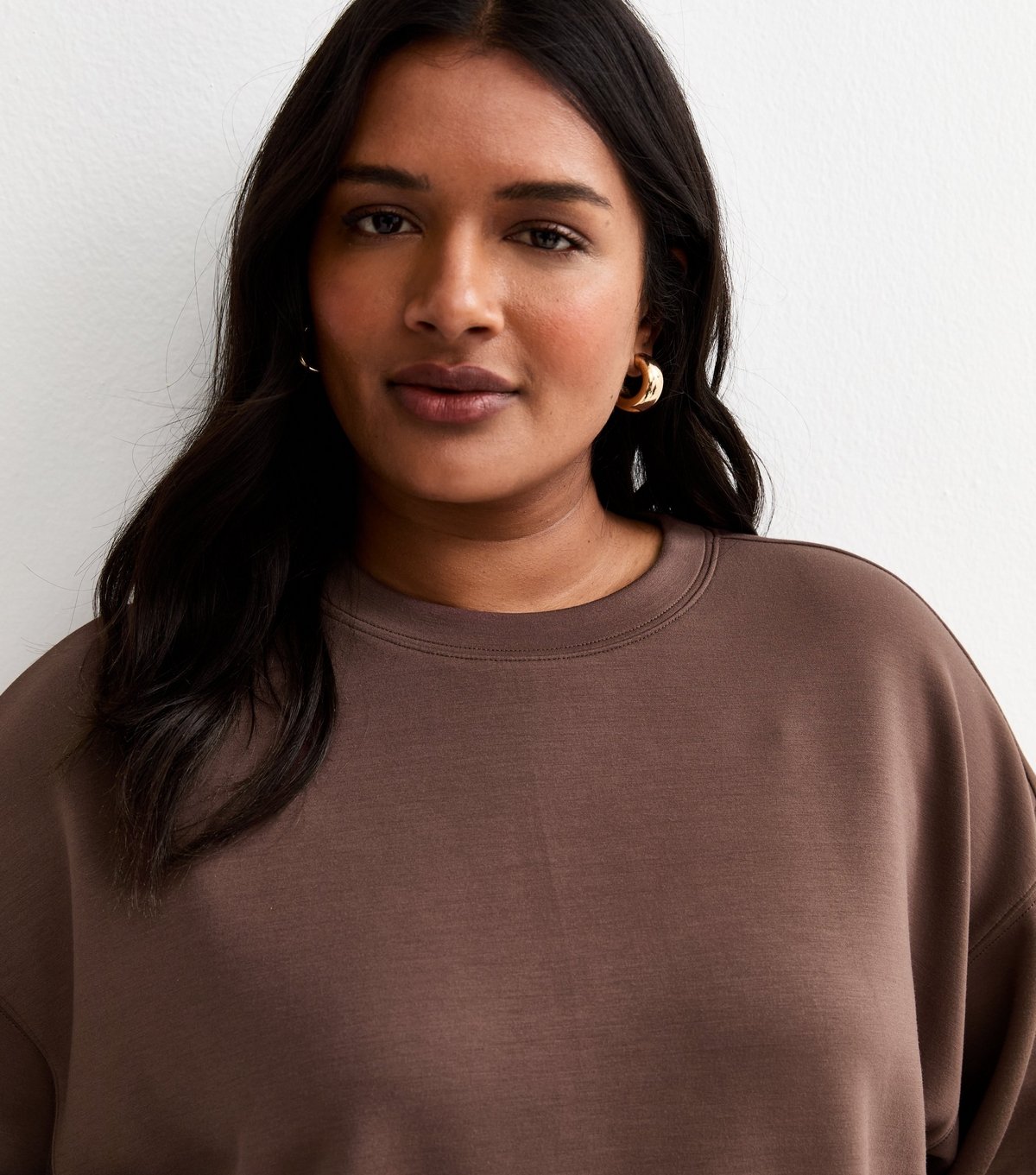 New Look Women's Plus Size Premium Dark Brown Sweatshirt Curves New Look - 2