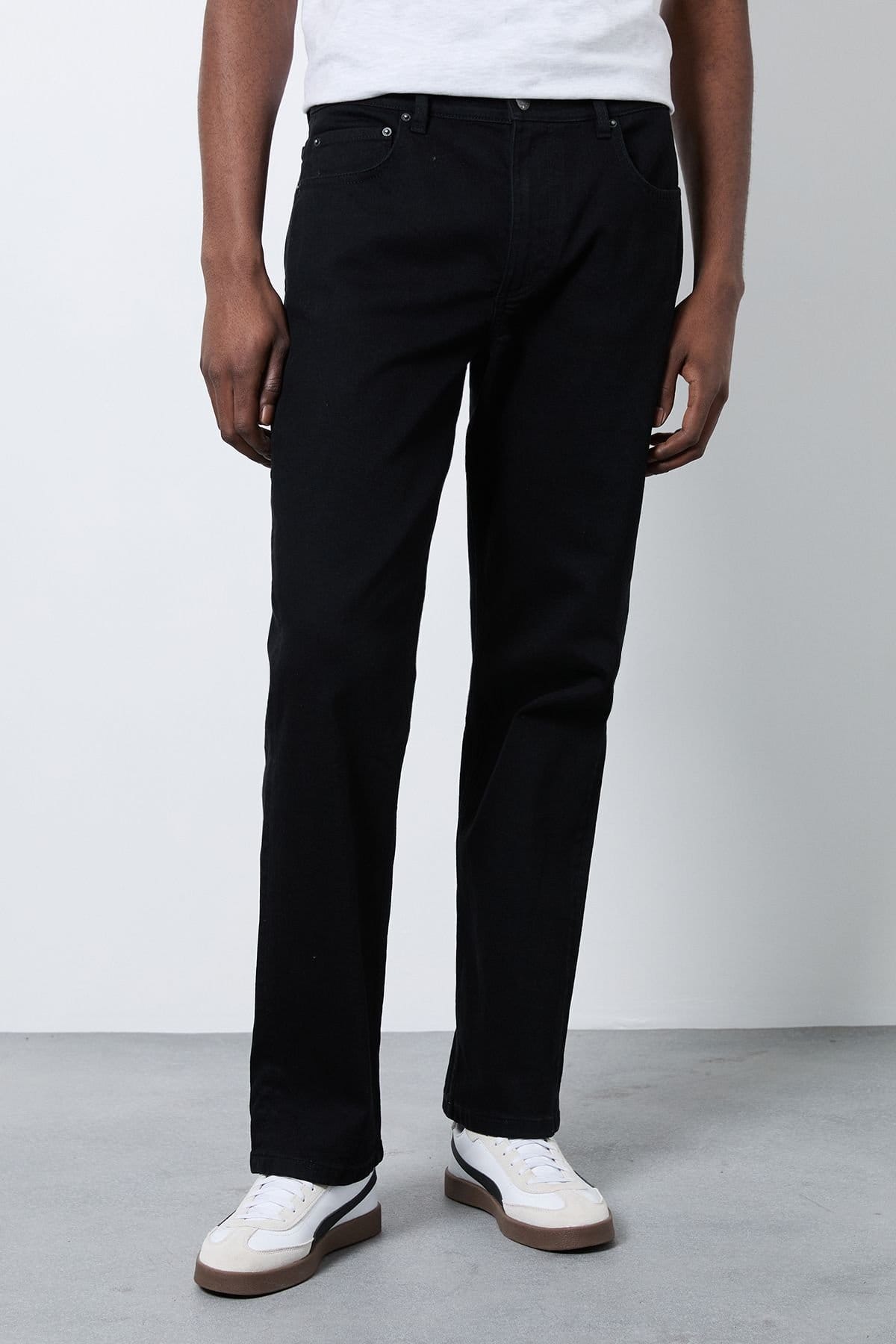 Burton Men's Black Stretch Regular Straight Fit Jeans