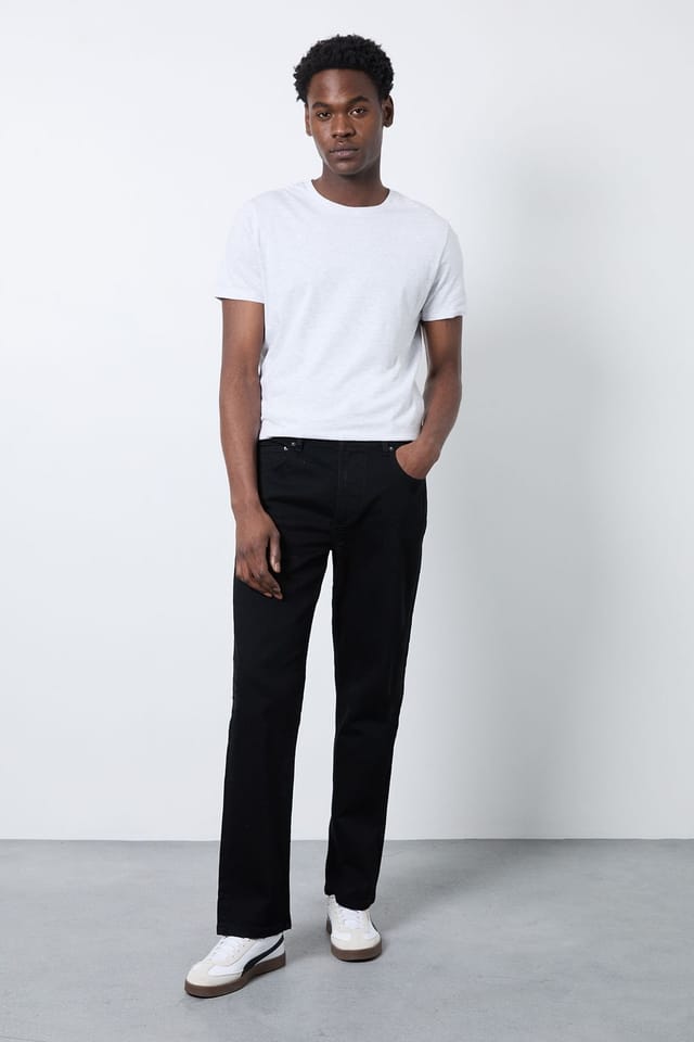 Burton Burton Men's Black Stretch Regular Straight Fit Jeans - 2