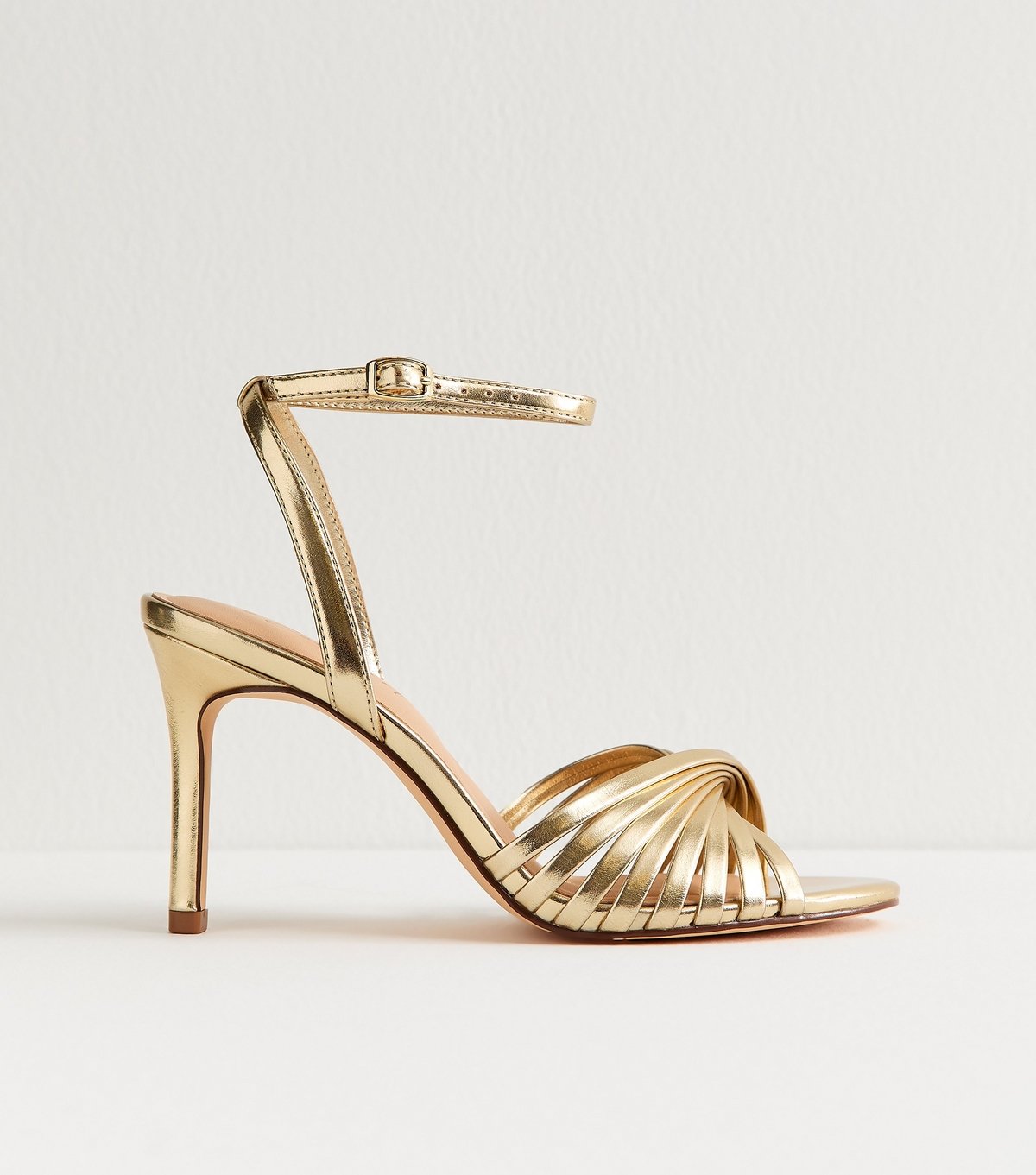 New Look Women's Gold Twisted Vamp Heel Sandals Vegan New Look - 2