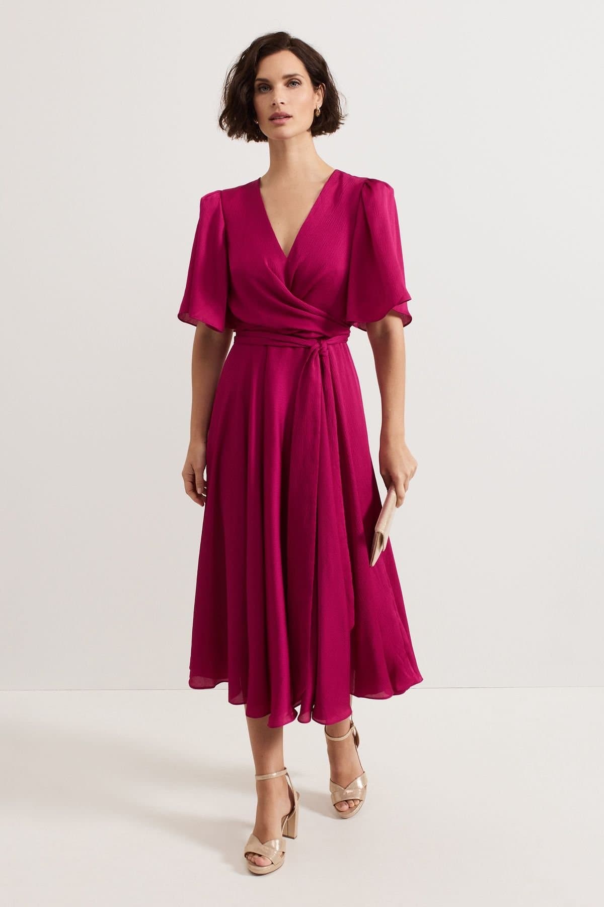 Phase Eight Phase Eight Women's Abbie Textured Plain Dress in Fuchsia