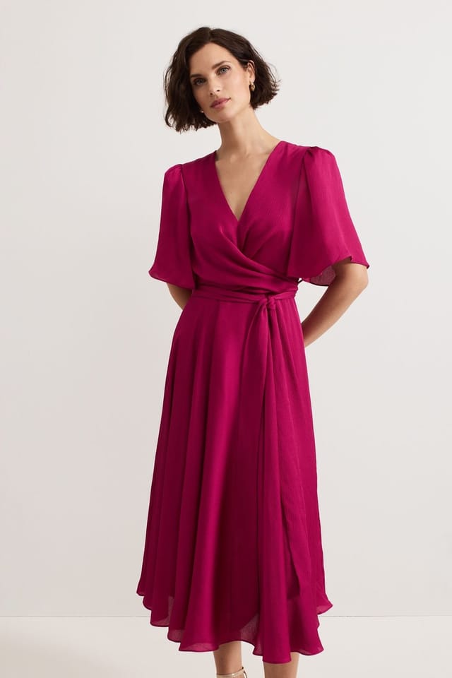 Phase Eight Phase Eight Women's Abbie Textured Plain Dress in Fuchsia - 3