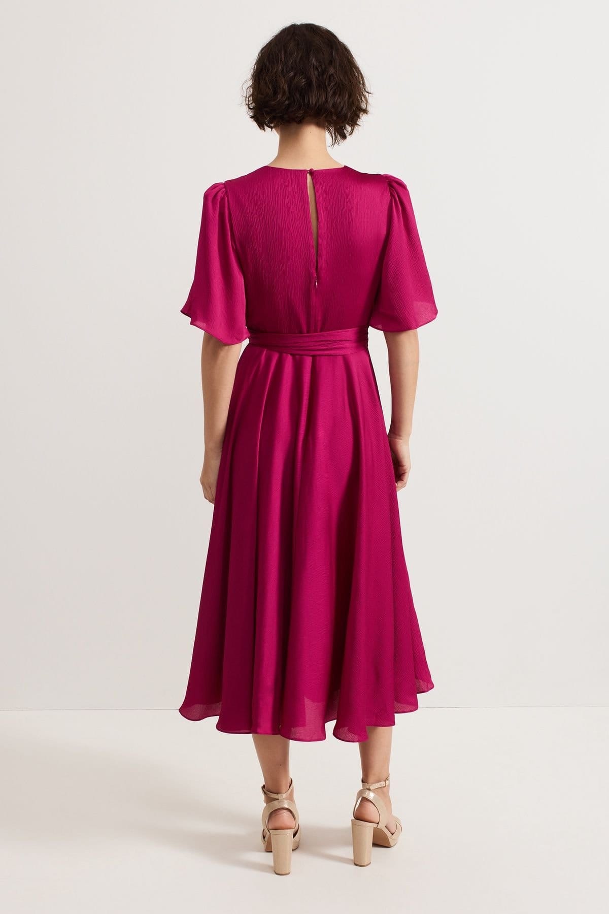 Phase Eight Phase Eight Women's Abbie Textured Plain Dress in Fuchsia - 4