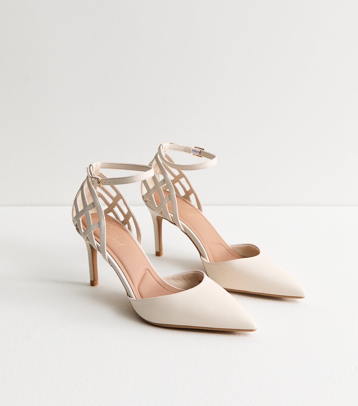 New Look Women's Off White Faux Leather Cage Pumps Vegan New Look - 2