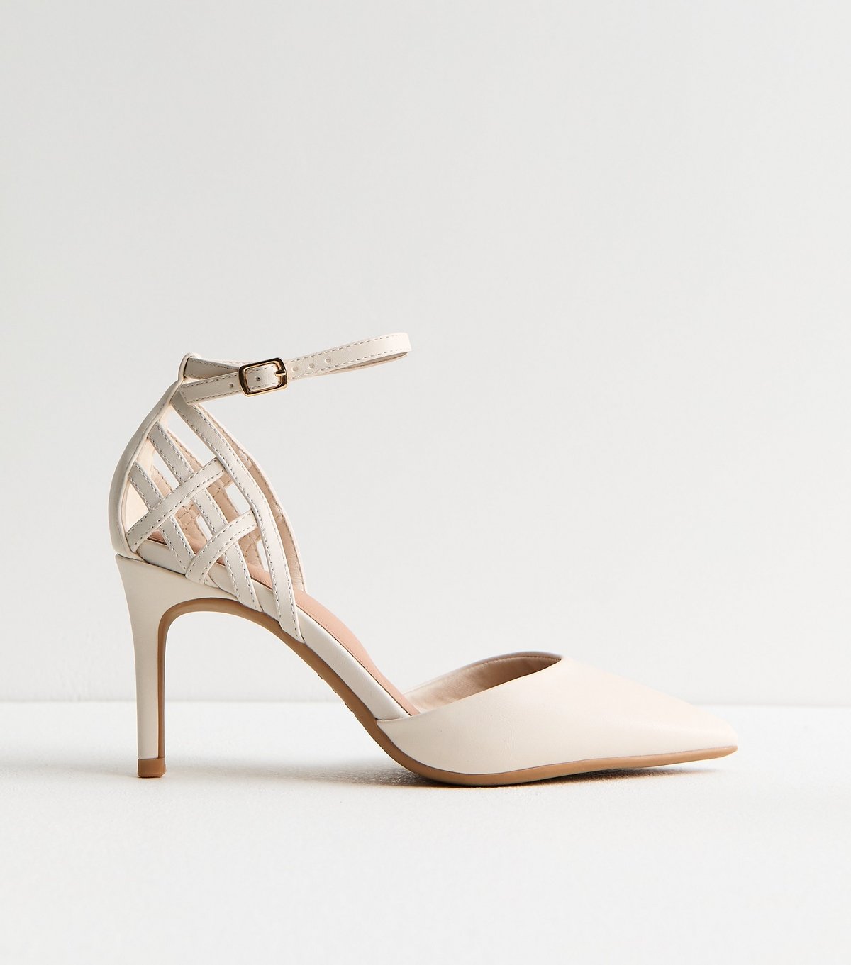 New Look Women's Off White Faux Leather Cage Pumps Vegan New Look - 3