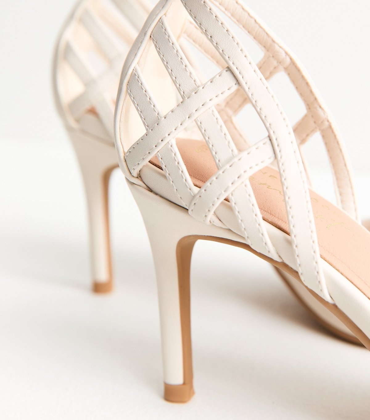 New Look Women's Off White Faux Leather Cage Pumps Vegan New Look - 4