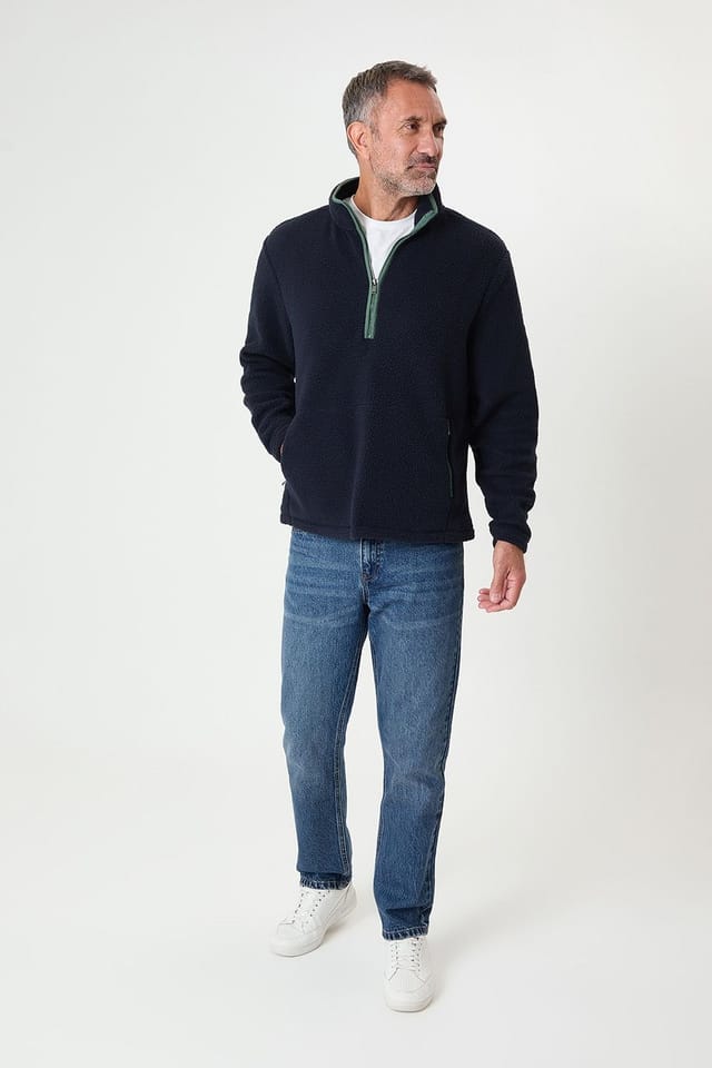 Saltwell Saltwell Men's Borg Half Zip Fleece in Navy - 3